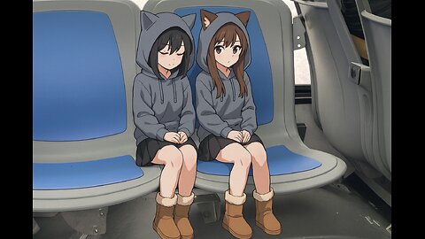 These 2 Anime Girl with Cat Ear Hoodie is on the MTA bus Ride