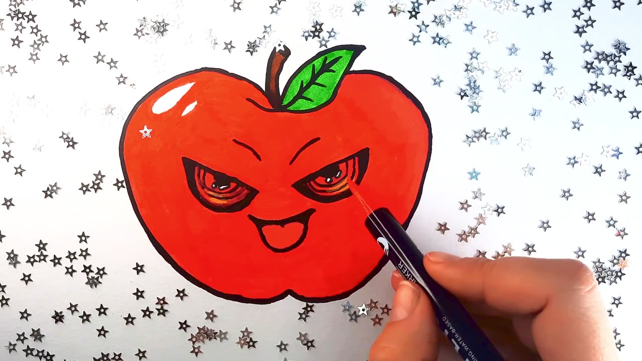 🍎🌀How to Draw an Evil Hypnotic Apple 🍎🌀 | Easy Kawaii Drawing