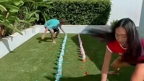 POP THE BALLOON, MOVE THE DRINK CHALLENGE! #shorts