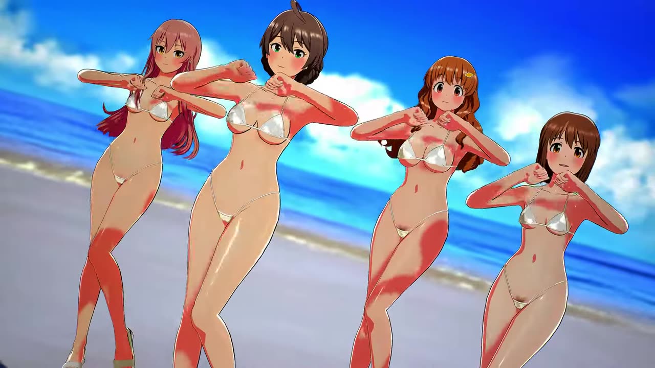 A group of idols dressed in sexy idol costume are dancing in living,song called ごっつんこ!