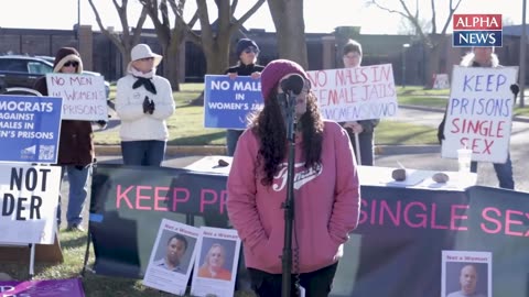 Former inmate Jayme Ali leads a protest outside Shakopee women's prison against transgender policy