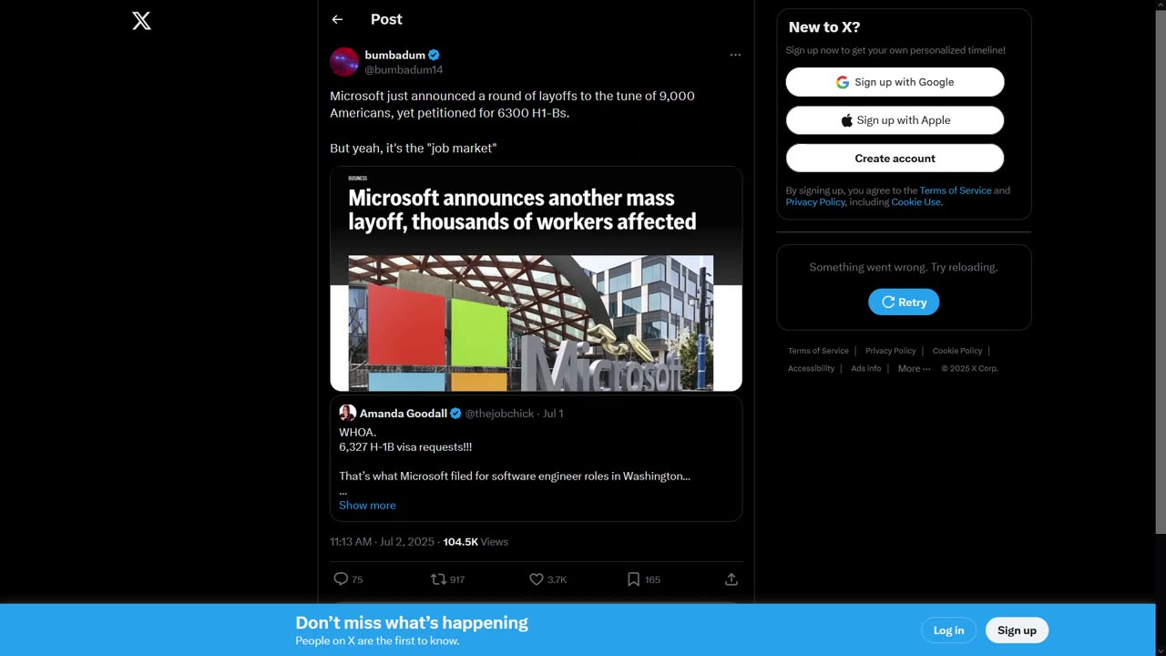 Microsoft Cans 9k USA Workers and Hires 6.3k H1-B vs Nationalism