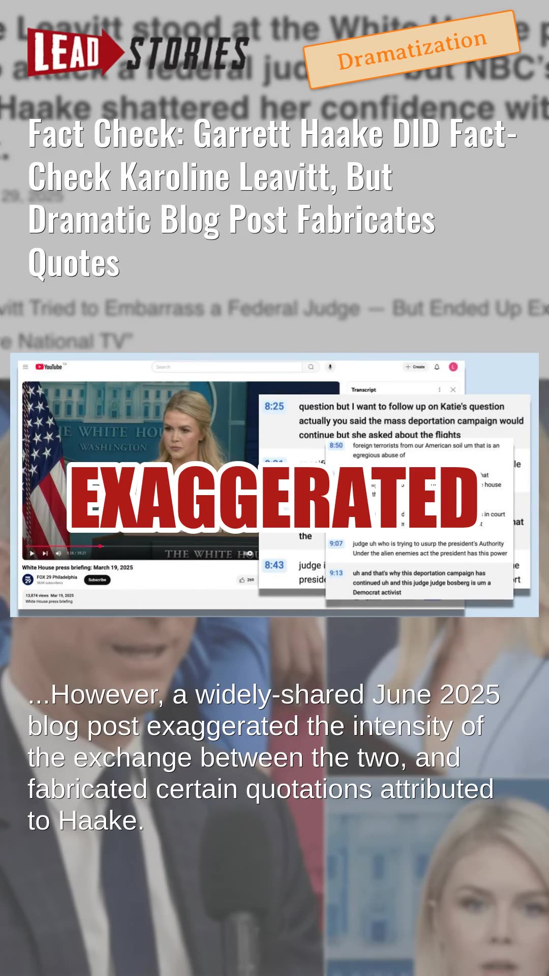 Fact Check: Garrett Haake DID Fact-Check Karoline Leavitt, But Dramatic Blog Post Fabricates Quotes