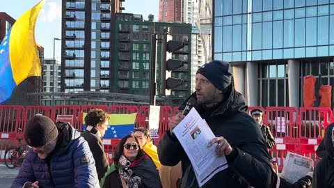 Demonstration at US Embassy in London - Protesting invasion of Venezuela.