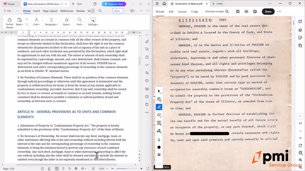 Updating old Association (HOA) Declarations/Documents