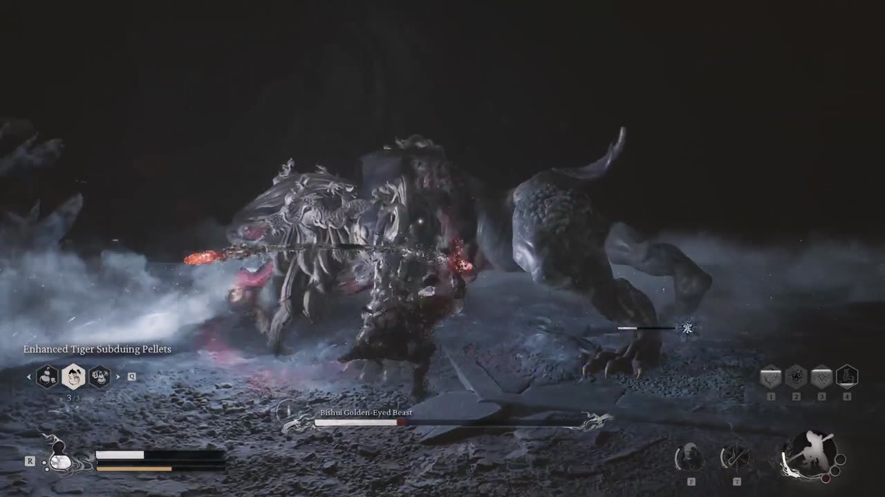 Making him turn ice makes him weaker (Secret Boss Fight - Bishui Beast)