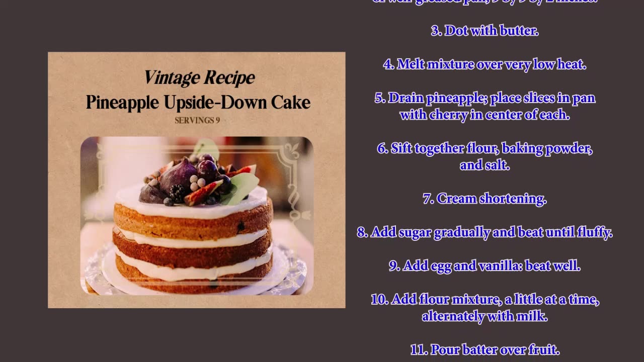 Vintage Recipe - Pineapple Upside-Down Cake