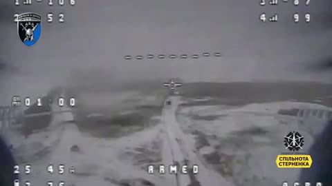 Additional footage of the destruction of the Russian armored column, as seen by UAV