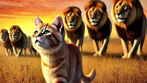 Orange Cat Beat Lion? miaw miaw