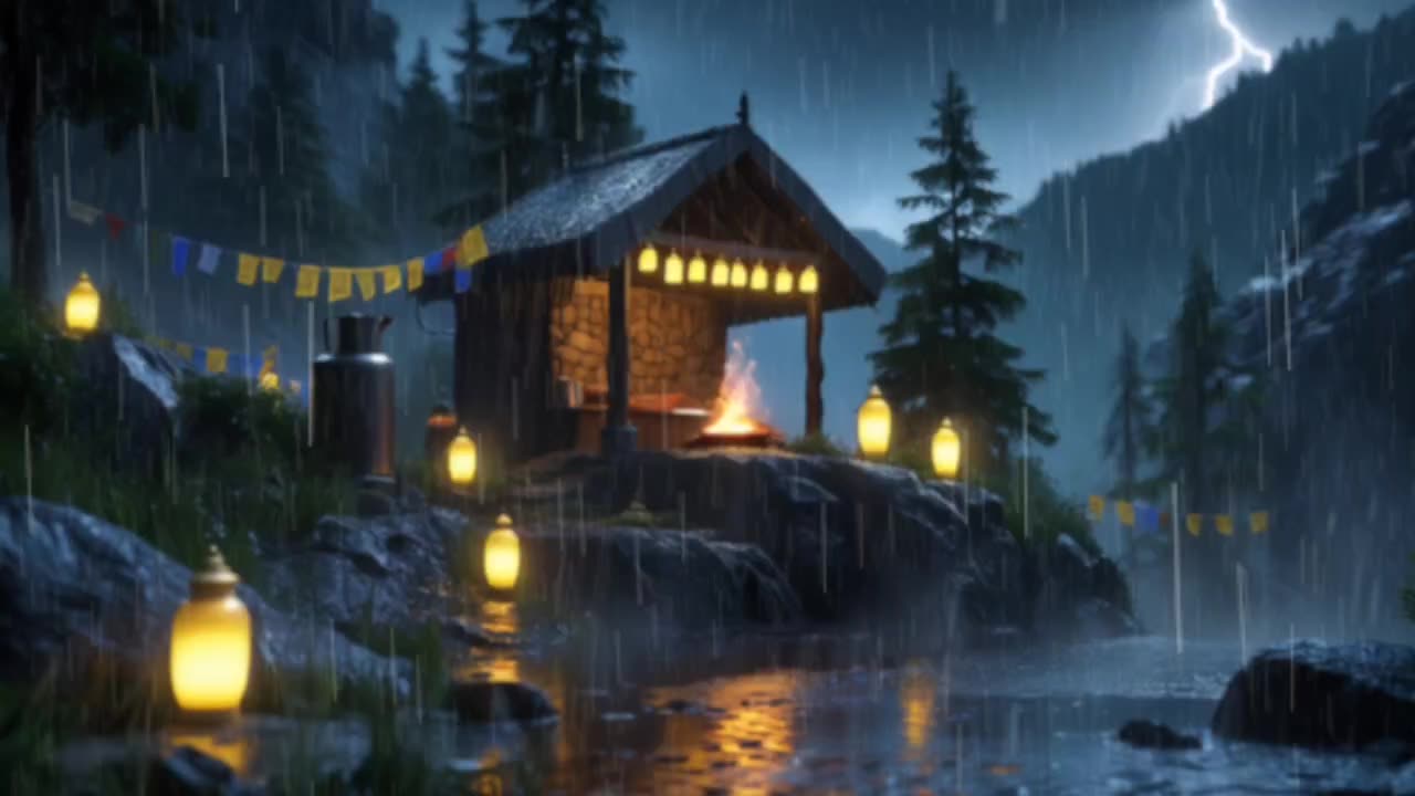 1 Hours of Gentle Rain on a Lantern | Relaxing Rain Ambience for Sleep & Calm