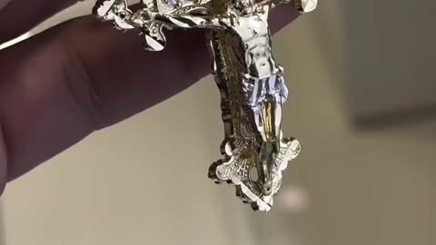 Real 10K Gold Cubic Zirconia Crucifix Pendant