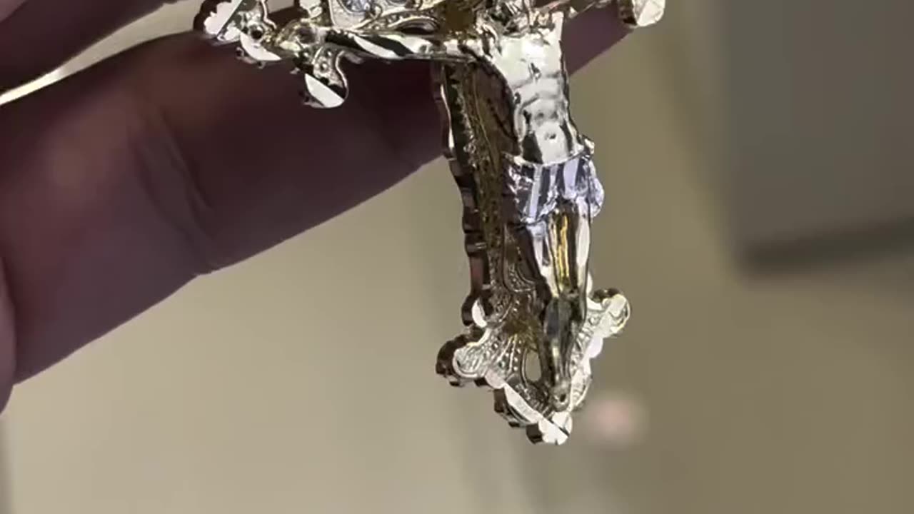 Real 10K Gold Cubic Zirconia Crucifix Pendant
