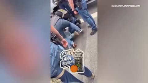 Feds seen beating alleged illegal alien for resisting arrest in Santa Ana, Calif