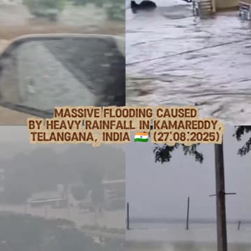 🌊Massive flooding caused by heavy rainfall in Kamareddy, Telangana, India 🇮🇳 (27.08.2025)