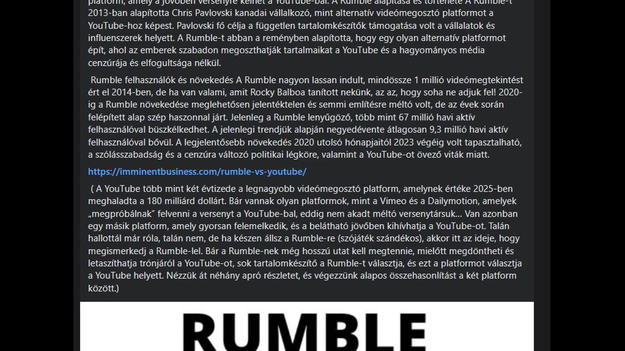 RUMBLE VS youtube /SZABAD- FREEDOM RUMBLE!