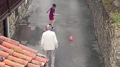 Grandfather and Grandson Play Together