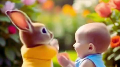animal dancing with baby