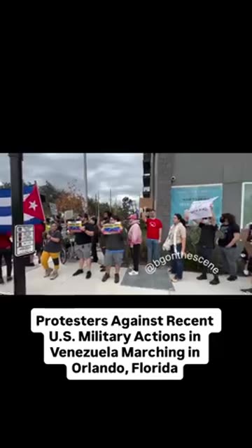 Protesters Against Recent U.S. Military Actions in Venezuela Marching in Orlando, Florida