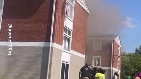 Woman in Ohio throws baby from burning apartment after explosion