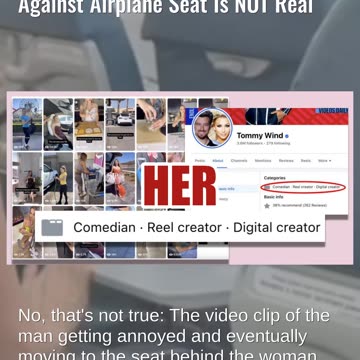 Fact Check: Skit Of Woman Annoying Man By Bashing Tray Table Against Airplane Seat Is NOT Real