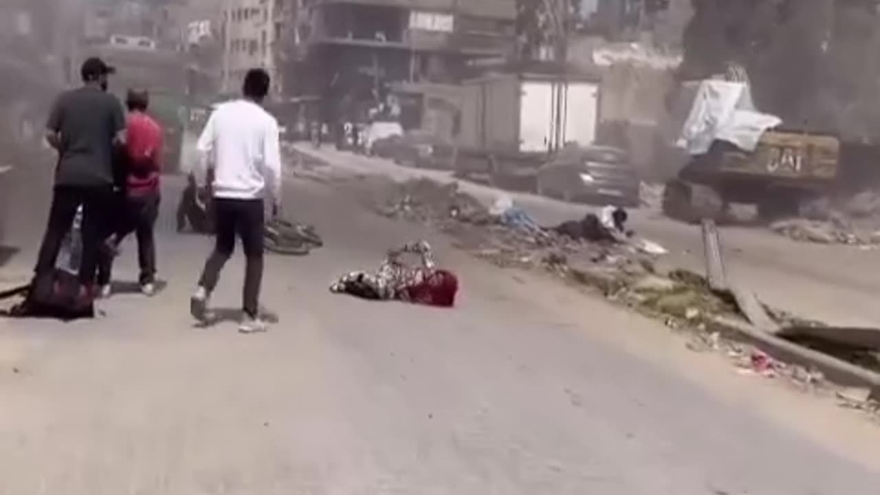 An Israeli air strike targets a group of civilians in Al Naser neighborhood in Gaza city