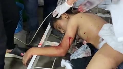 A child who was targeted by the Israeli Quadcopter on Al-Sikka Street