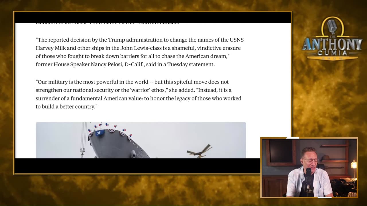 Anthony Cumia: Pete Hegseth orders NAVY to change the name of the Harvey Milk