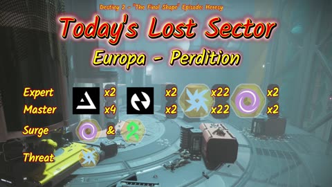 Destiny 2: 6-2-25 Perdition is the Lost Sector. Void/Strand Surge.