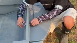 Foldable fishing boat with motor