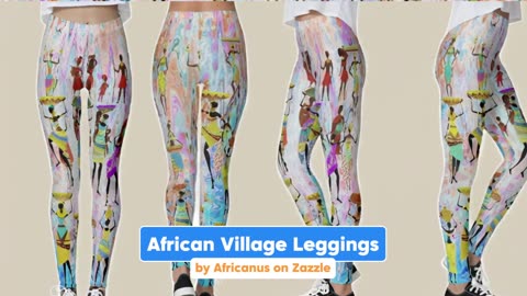 African Village Full length leggings by Africanus Store on Zazzle
