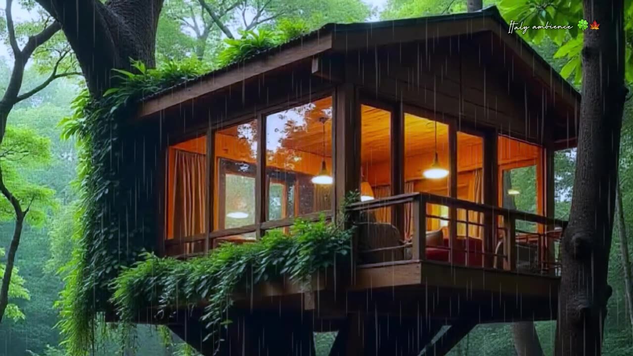 Cozy Treehouse Rain: A Peaceful Moment & Warm and Rainy in the Treetops 🛌 💤#rainsound #forsleep