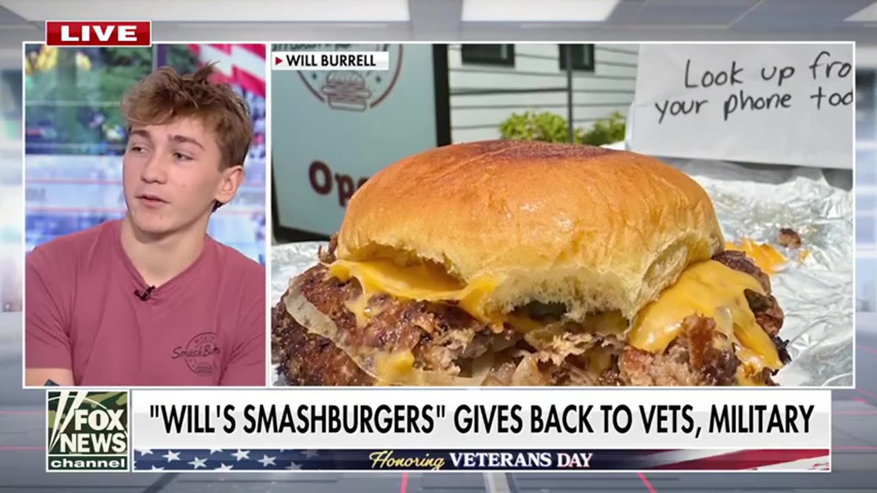 18 Year Old Starts Burger Business Where Veterans Eat FOR FREE