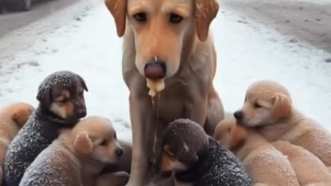 Dog spits out food from the mouth