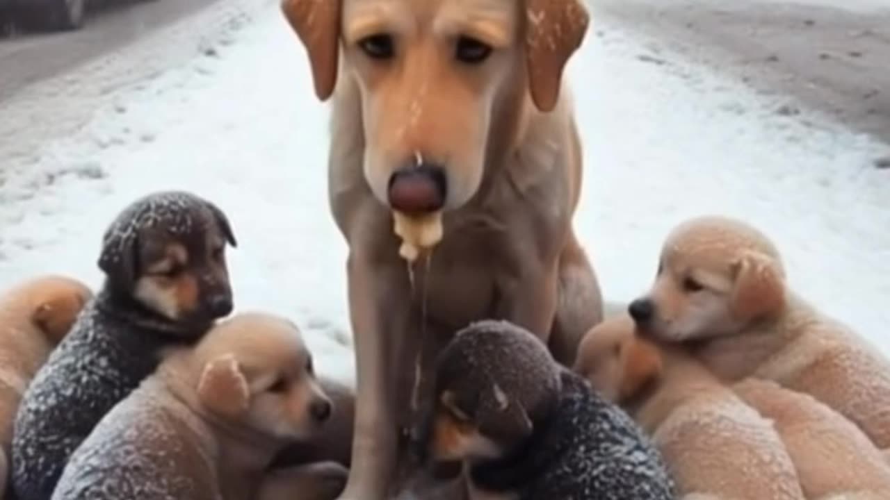 Dog spits out food from the mouth