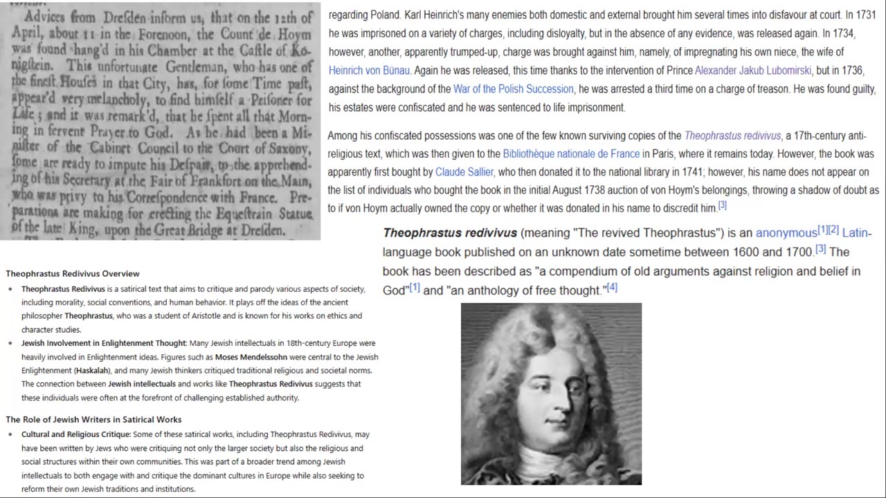 1736 articles - "King" Theodore murdering Corsicans ; Madam Sallee & Indifferents ; Count Hoym