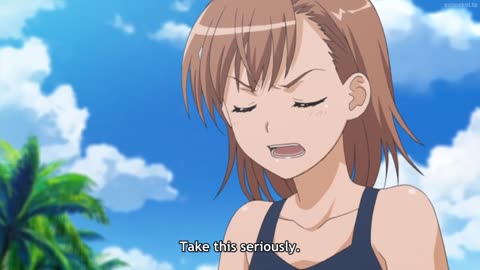 Anime A Certain Scientific Railgun-girls with super power have fun on the beach
