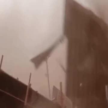 Roof blown off building in Krasnoyarsk Krai, Russia, by hurricane