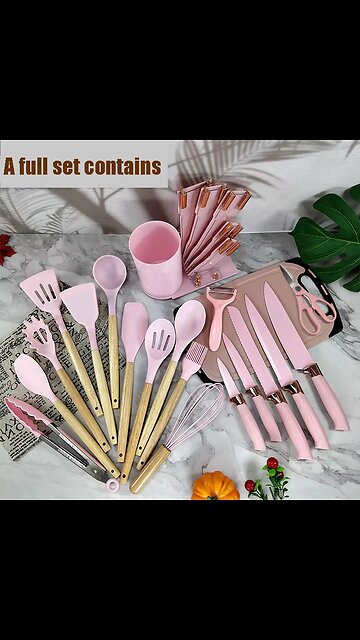 Silicone Kitchen Utensils Including Spatula, Baking Tools, Cutting Boards 20 Pcs Set