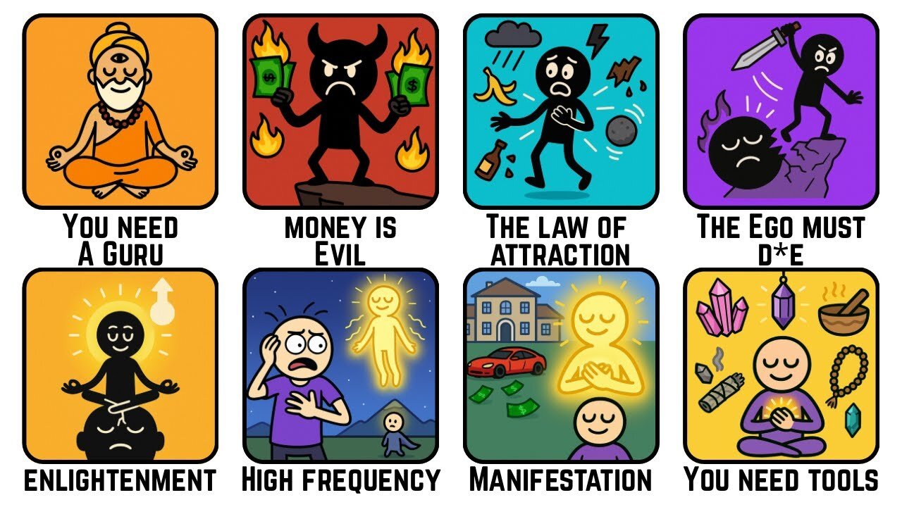 Ogni mito spirituale sfatato DOCUMENTARIO dall'idea di aver bisogno di un guru per risvegliarsi o che la meditazione significhi svuotare la mente e se siano necessari strumenti come cristalli e vision board per essere spirituali.