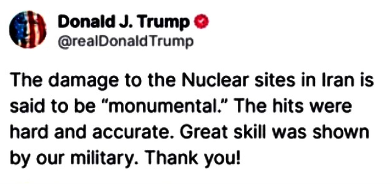 Truth. დონალდ ტრამპი: ირანში ყველა ბირთვულ ობიექტს დიდი ზიანი მიადგა. 23. 06. 2025