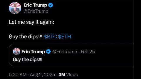 8/4/2025 - Eric Trump - Buy the Dips! XRP making big headlines! Aug 1 explained.