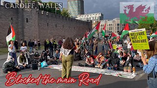 Protesters Blocked The Main Road, Castle Street Cardiff Wales