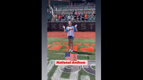 Kelly Luszcz sings the National Anthem at the Aberdeen IronBirds game