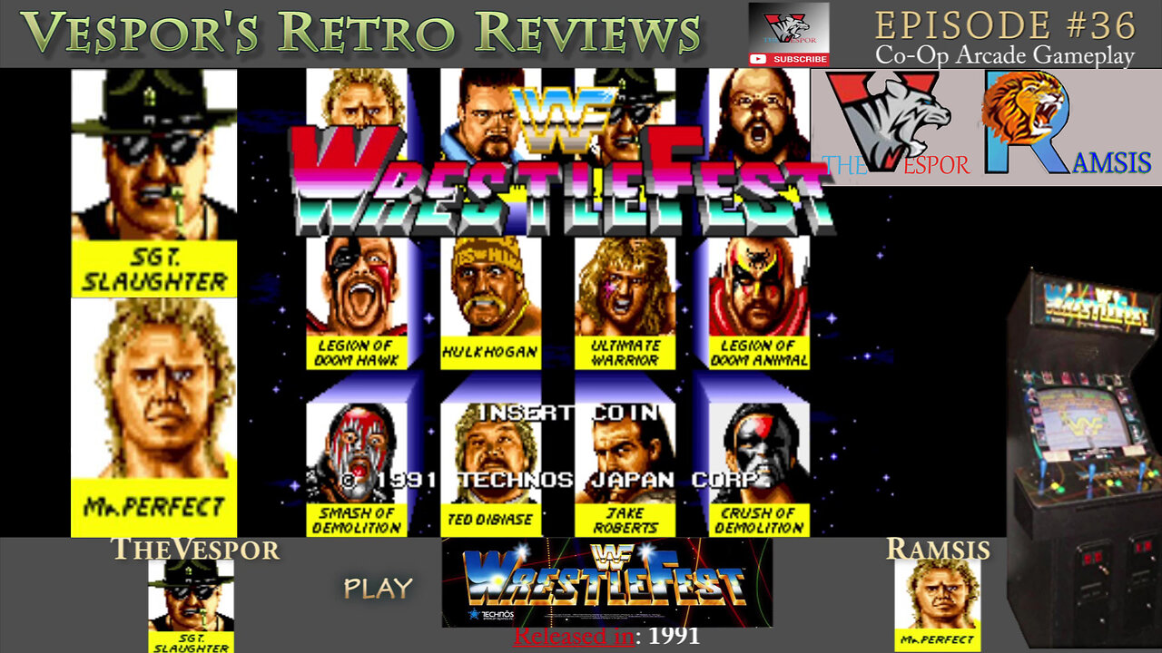 WWF Wrestlefest - Arcade Let's Play - Sgt Slaughter and Mr. Perfect - Main Event Playthrough |