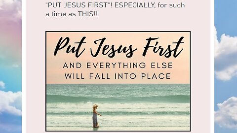 PUT JESUS FIRST!! For such a time as THIS!!!.....with Kathy