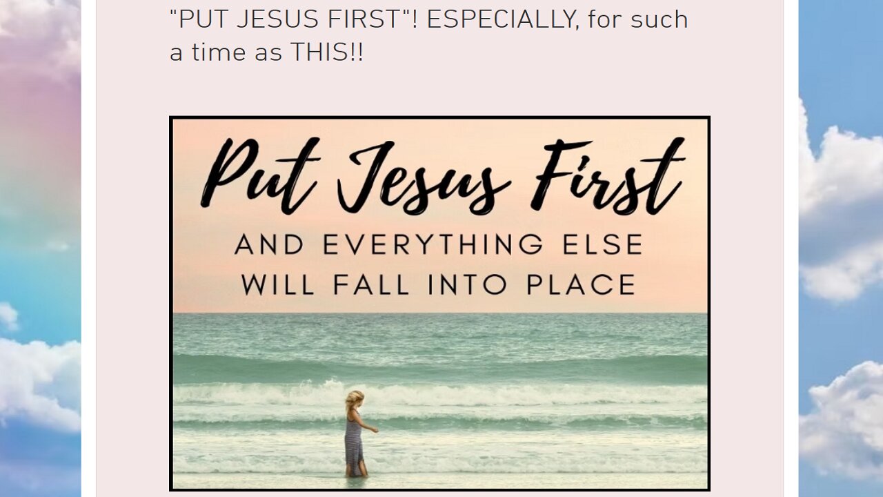 PUT JESUS FIRST!! For such a time as THIS!!!.....with Kathy