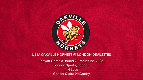 U11A Hornets @ London Devilettes PO3 2025-03-22 1-4 Loss