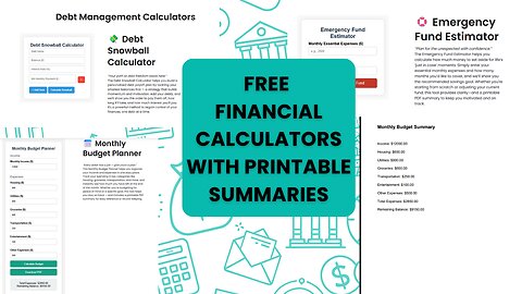 Free Financial Calculators - Download and Print Results