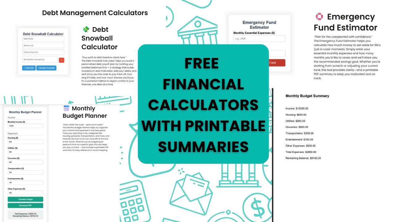 Free Financial Calculators - Download and Print Results