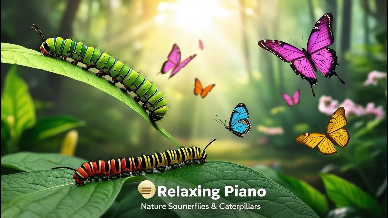 ❤ Relaxing Piano Music | Nature Soundscape in 4K | Caterpillars 🐛 & Butterflies 🦋